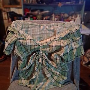 Plaid Ruffle Women's Top